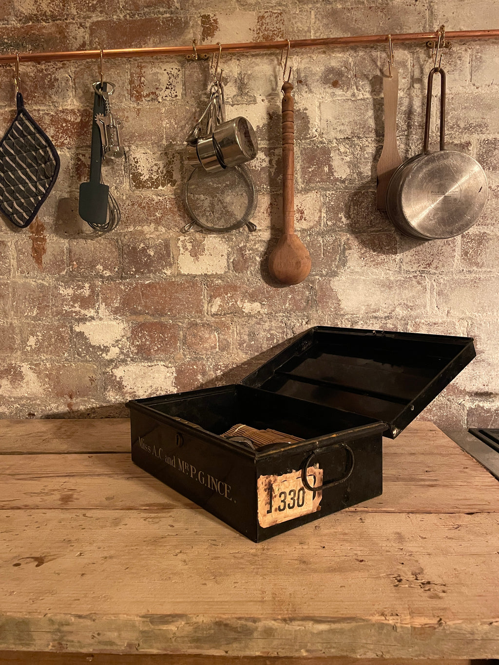 Black Tin Deed Box