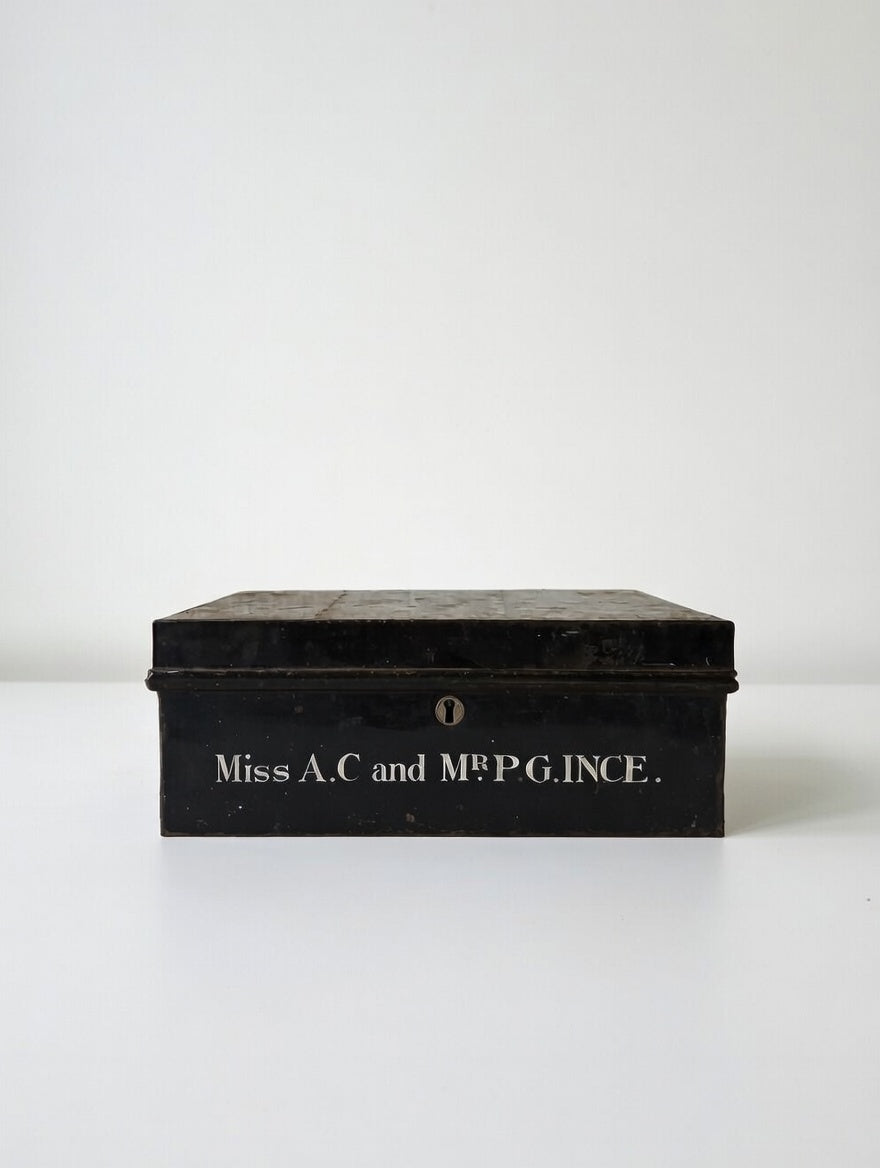 Black Tin Deed Box